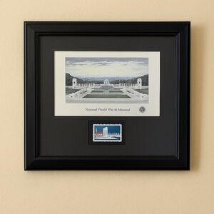 Commemorative WWII Memorial Print with Commemorative Collectors Stamp